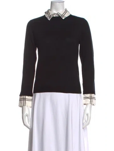 Pre-owned Alice And Olivia Wool Plaid Print Sweater In Black