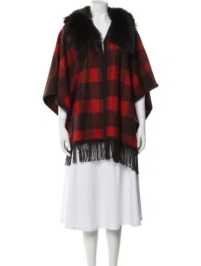 Pre-owned Alice And Olivia Wool Plaid Print Sweater In Red