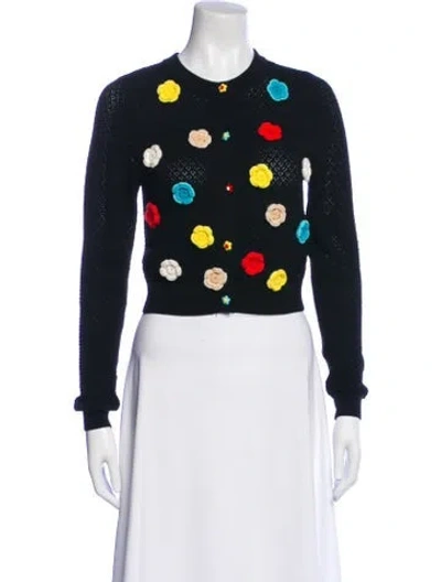 Pre-owned Alice And Olivia Wool Polka Dot Print Sweater In Black