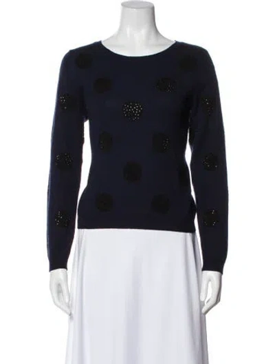 Pre-owned Alice And Olivia Wool Polka Dot Print Sweater In Blue