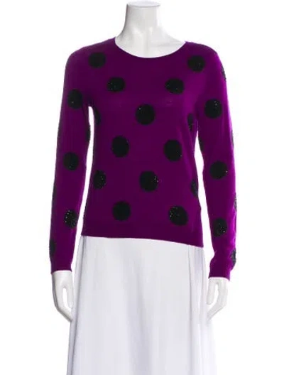 Pre-owned Alice And Olivia Wool Polka Dot Print Sweater In Purple