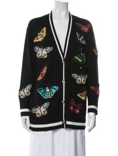 Pre-owned Alice And Olivia Wool Printed Blazer In Black