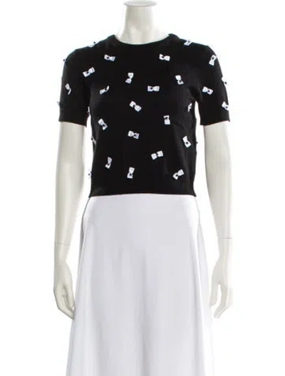 Pre-owned Alice And Olivia Wool Printed Crop Top In Black