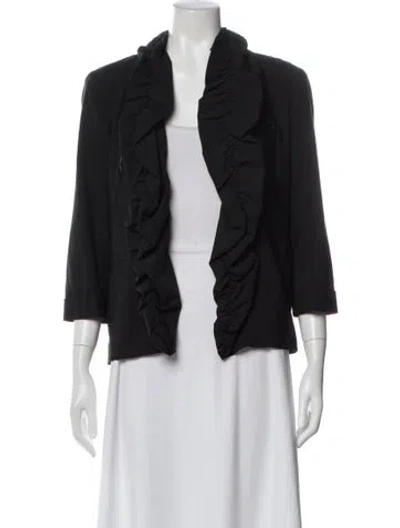Pre-owned Alice And Olivia Wool Printed Evening Jacket In Black