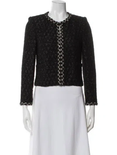 Pre-owned Alice And Olivia Wool Printed Evening Jacket In Black