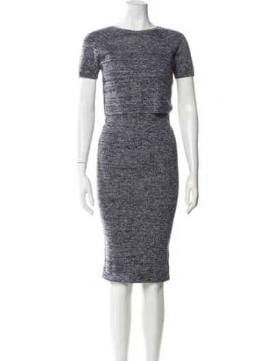 Pre-owned Alice And Olivia Wool Printed Skirt Set In Gray