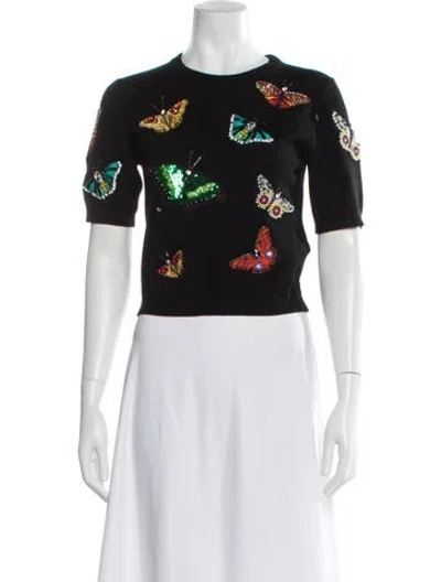 Pre-owned Alice And Olivia Wool Printed Sweater In Black