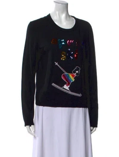 Pre-owned Alice And Olivia Wool Printed Sweater In Black