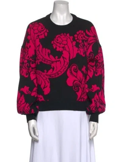 Pre-owned Alice And Olivia Wool Printed Sweater In Black