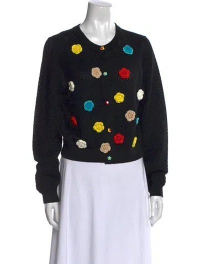 Pre-owned Alice And Olivia Wool Printed Sweater In Black