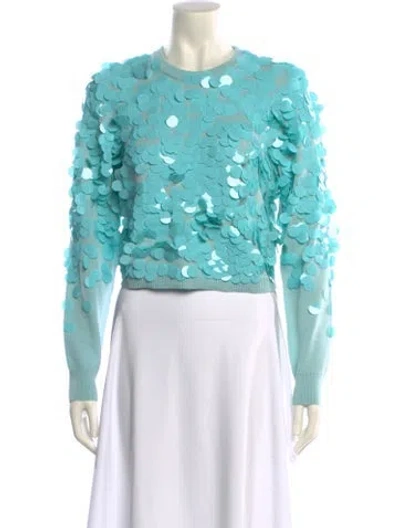 Pre-owned Alice And Olivia Wool Printed Sweater In Blue