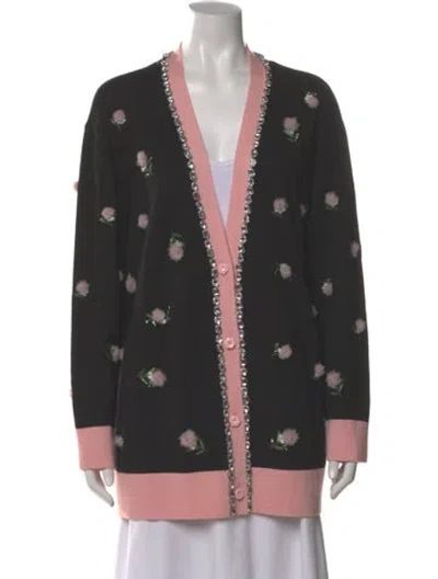 Pre-owned Alice And Olivia Wool Printed Sweater In Gray