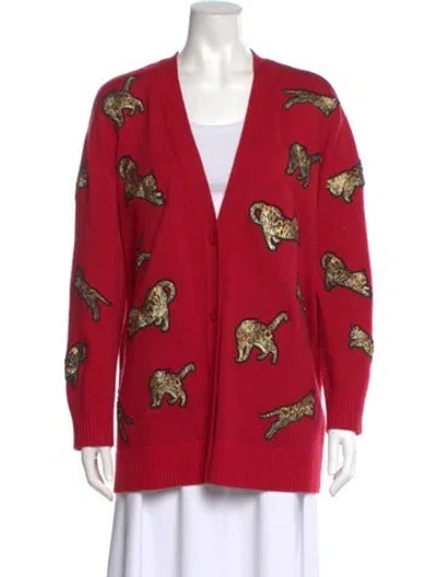 Pre-owned Alice And Olivia Wool Printed Sweater In Red