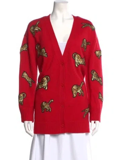 Pre-owned Alice And Olivia Wool Printed Sweater In Red