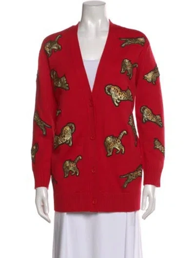 Pre-owned Alice And Olivia Wool Printed Sweater In Red