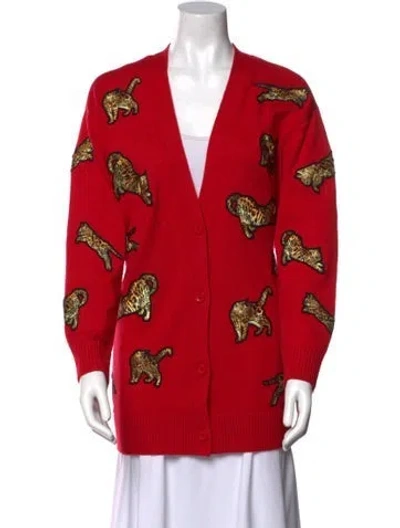 Pre-owned Alice And Olivia Wool Printed Sweater In Red