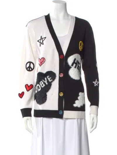 Pre-owned Alice And Olivia Wool Printed Sweater W/ Tags In Black