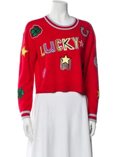 Pre-owned Alice And Olivia Wool Printed Sweater W/ Tags In Red
