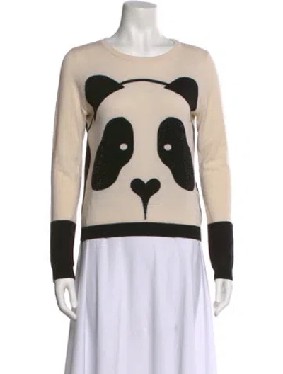 Pre-owned Alice And Olivia Wool Printed Sweater In White