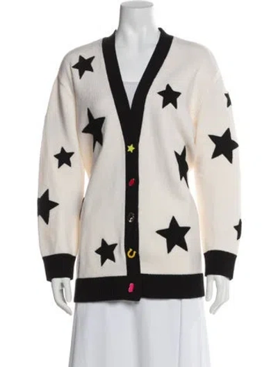 Pre-owned Alice And Olivia Wool Printed Sweater In White