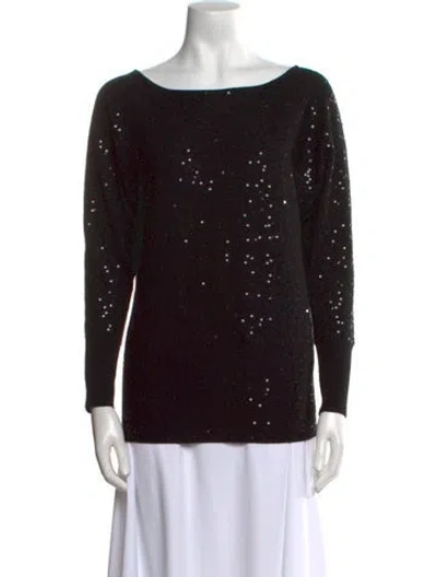 Pre-owned Alice And Olivia Wool Scoop Neck Sweater In Black