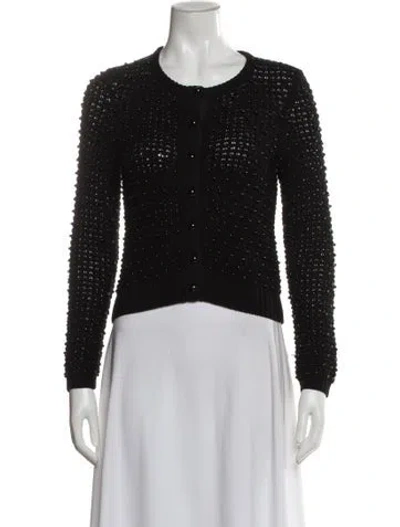 Pre-owned Alice And Olivia Wool Scoop Neck Sweater In Black