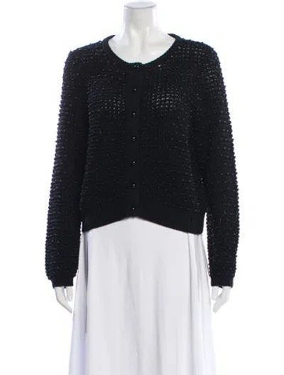 Pre-owned Alice And Olivia Wool Scoop Neck Sweater In Black