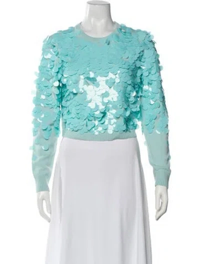 Pre-owned Alice And Olivia Wool Scoop Neck Sweater In Blue