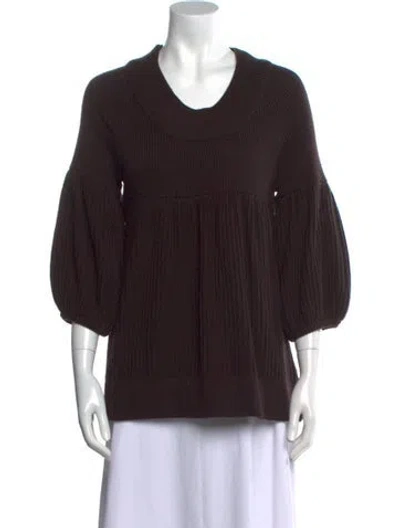 Pre-owned Alice And Olivia Wool Scoop Neck Sweater In Brown