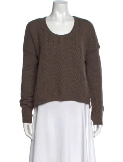 Pre-owned Alice And Olivia Wool Scoop Neck Sweater In Brown