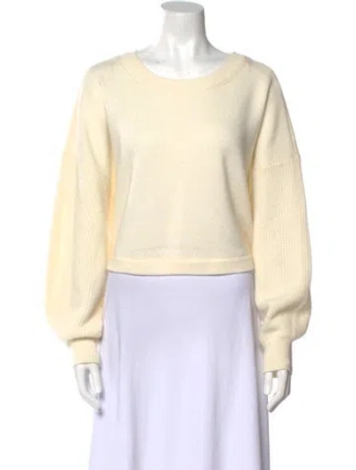 Pre-owned Alice And Olivia Wool Scoop Neck Sweater In Neutral