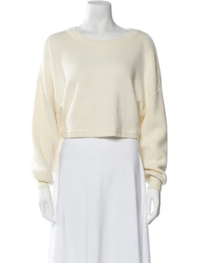 Pre-owned Alice And Olivia Wool Scoop Neck Sweater In Neutral