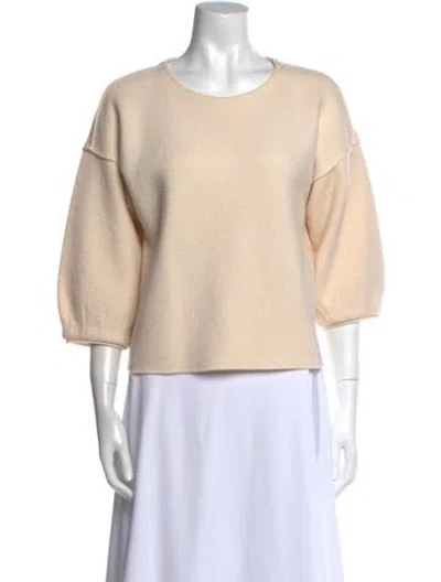 Pre-owned Alice And Olivia Wool Scoop Neck Sweater In Neutral