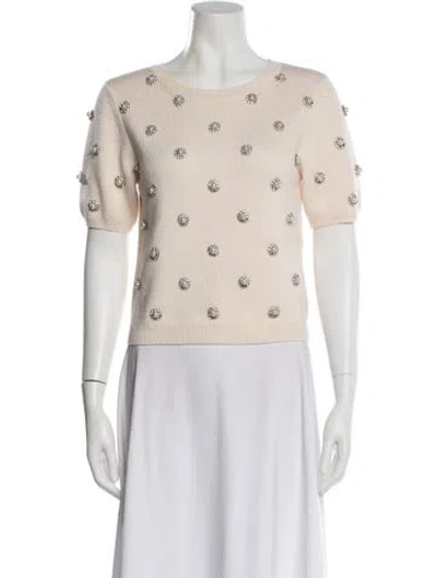 Pre-owned Alice And Olivia Wool Scoop Neck Sweater In Neutral