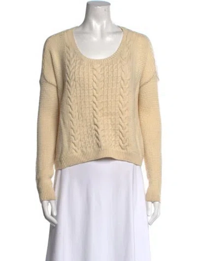 Pre-owned Alice And Olivia Wool Scoop Neck Sweater In White