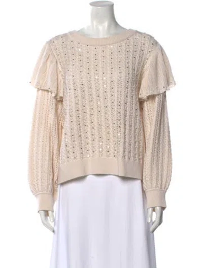 Pre-owned Alice And Olivia Wool Scoop Neck Sweater In White