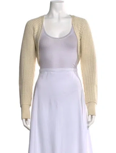 Pre-owned Alice And Olivia Wool Scoop Neck Sweater In White