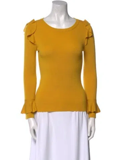 Pre-owned Alice And Olivia Wool Scoop Neck Top In Yellow