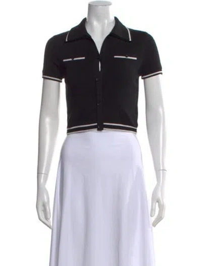 Pre-owned Alice And Olivia Wool Short Sleeve Polo In Black
