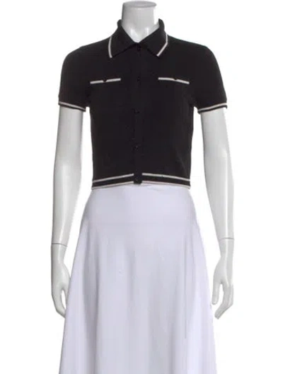 Pre-owned Alice And Olivia Wool Short Sleeve Polo In Black