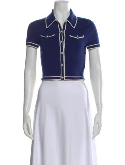 Pre-owned Alice And Olivia Wool Short Sleeve Polo In Blue