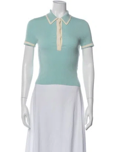 Pre-owned Alice And Olivia Wool Short Sleeve Polo In Blue