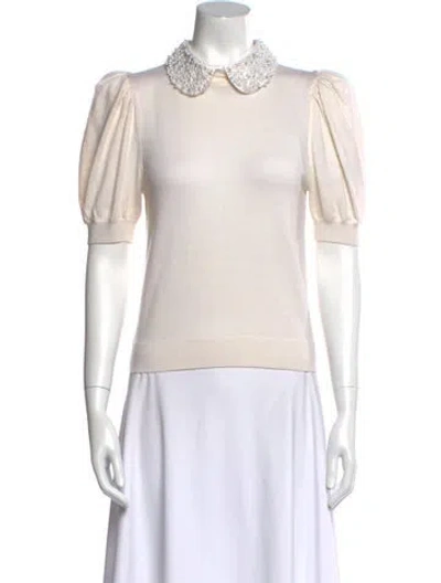 Pre-owned Alice And Olivia Wool Short Sleeve Polo In Neutral