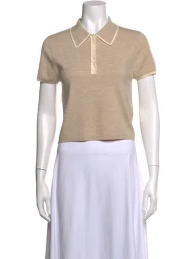 Pre-owned Alice And Olivia Wool Short Sleeve Polo In Neutral