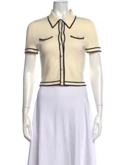 Pre-owned Alice And Olivia Wool Short Sleeve Polo In Neutrals