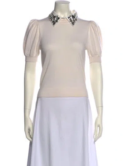 Pre-owned Alice And Olivia Wool Short Sleeve Polo In White