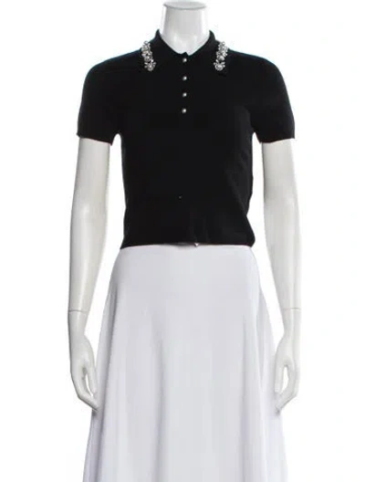 Pre-owned Alice And Olivia Wool Short Sleeve Polo In White