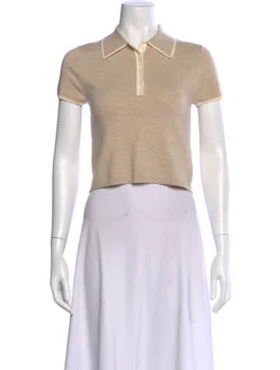 Pre-owned Alice And Olivia Wool Short Sleeve Polo In White