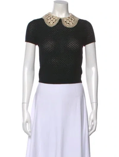 Pre-owned Alice And Olivia Wool Short Sleeve Top In Black