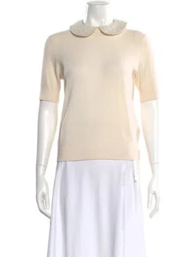 Pre-owned Alice And Olivia Wool Short Sleeve Top In Neutral